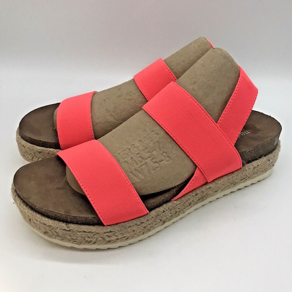 Madden Girl Cybell Espadrille Platform Sandal Women 7.5M Hot Pink Elastic Strap
